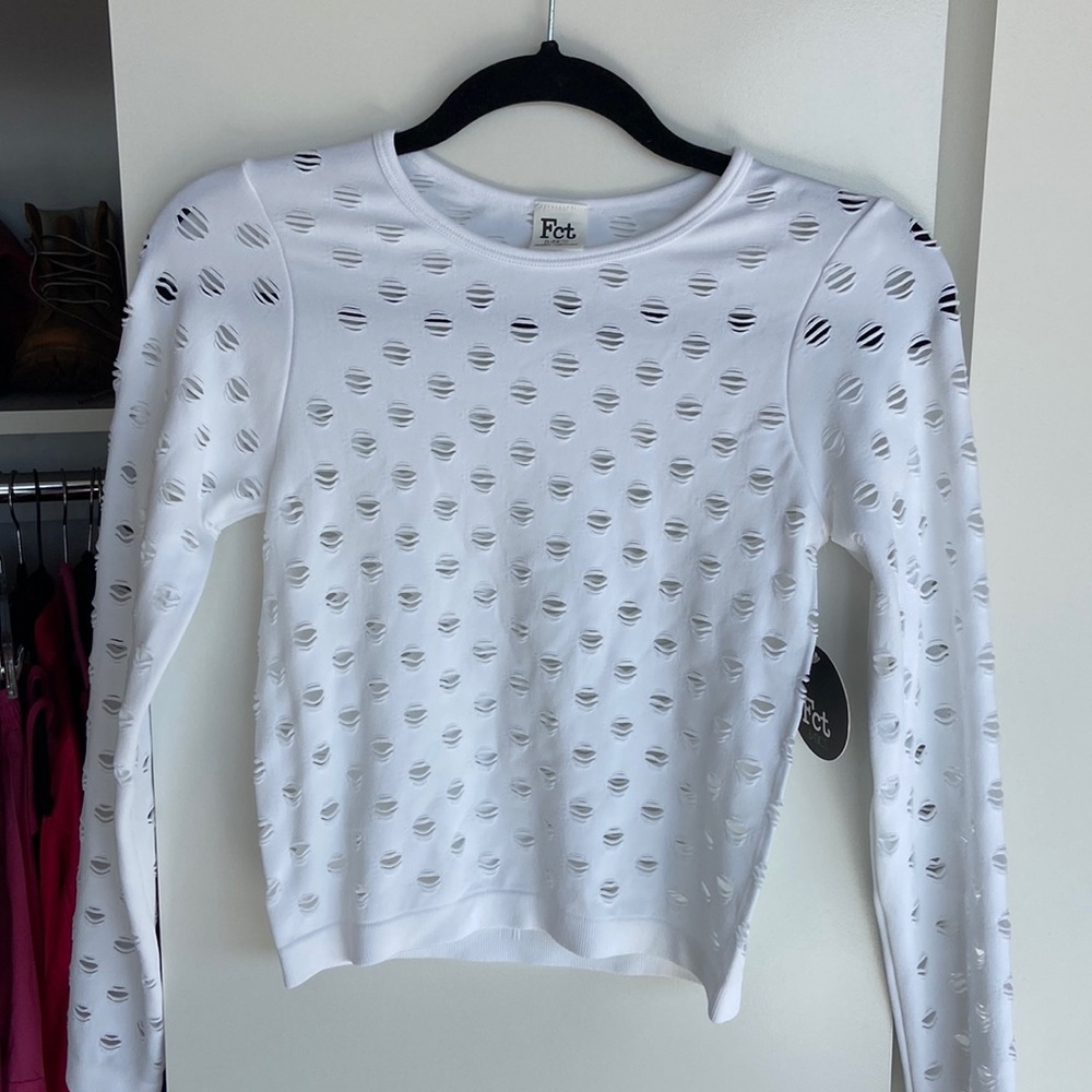 White Mesh Stretchy Cut Out Top - Y2K